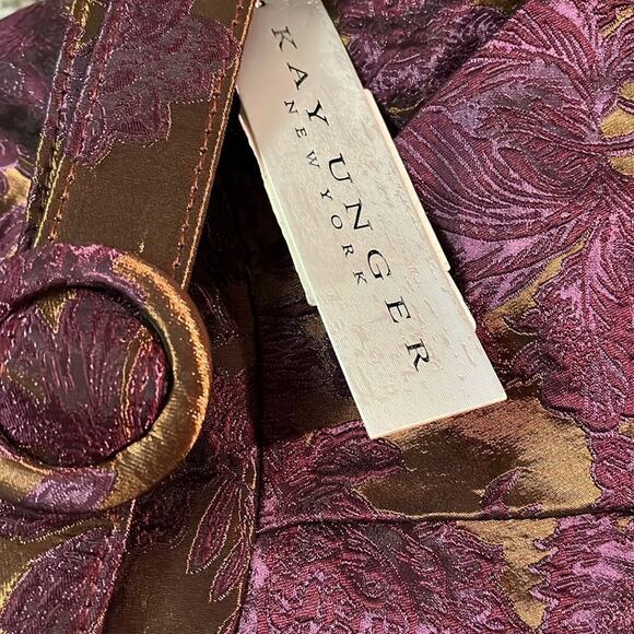 Kay Unger Margaret Floral Jacquard Cocktail Dress Size 6 - Picture 4 of 6